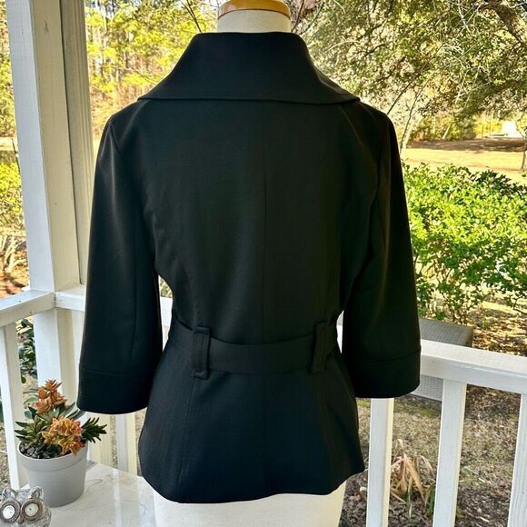 Sandro 4-Button Envelope Collar Black Tie Waist Blazer - Picture 2 of 4